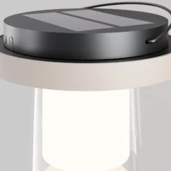 Lámpara de mesa LED solar Lantra, blanca, altura 10 cm, IP44, con atenuador de