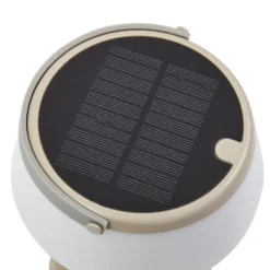Lámpara de mesa LED solar Lindby Mikkel, beige, atenuable, 7 cm