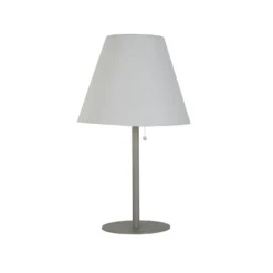 Lámpara de mesa LED solar Venice I, IP44, blanco/plateado