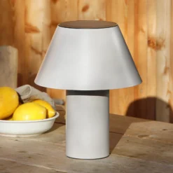 Lámpara de mesa LED Vivo, gris, IP44, altura 30 cm, atenuable.