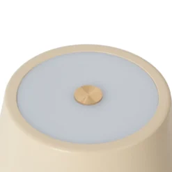 Lámpara de mesa Lindby LED recargable Janea TWIN, beige, metal