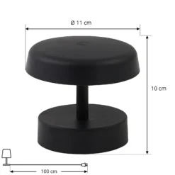 Lámpara de mesa Lindby LED recargable Nalani, 10 cm de altura, IP44, atenuable