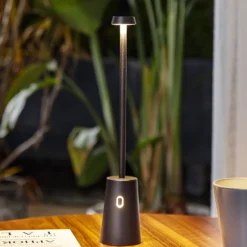 Lámpara de mesa Lindby LED recargable Noelani, altura 30 cm, IP44,