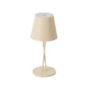 Lámpara de mesa Lindby LED recargable Janea, CRUZ, beige, metal