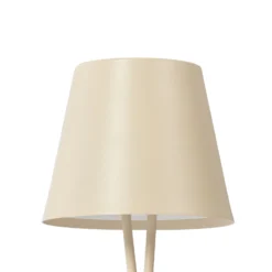 Lámpara de mesa Lindby LED recargable Janea, CRUZ, beige, metal