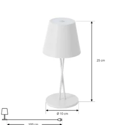 Lámpara de mesa Lindby LED recargable Janea CROSS, blanca, metal
