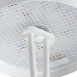 Lámpara de mesa Lindby LED recargable Janea CROSS, blanca, metal