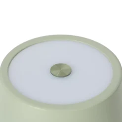 Lámpara de mesa Lindby LED recargable Janea CUBE, verde, metal