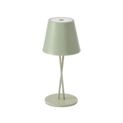 Lámpara de mesa Lindby LED recargable Janea CROSS, verde, metal