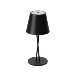 Lámpara de mesa Lindby LED recargable Janea CROSS, negra, metal
