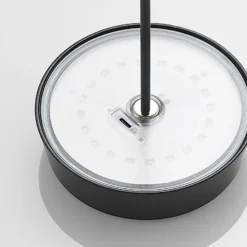 Lámpara de mesa Lucande LED recargable Tibia, negra, aluminio, USB, IP54