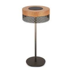 Lámpara de mesa recargable Booha, marrón, metal, IP44, atenuable