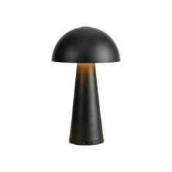 Lámpara de mesa recargable Fungi para exterior, negra
