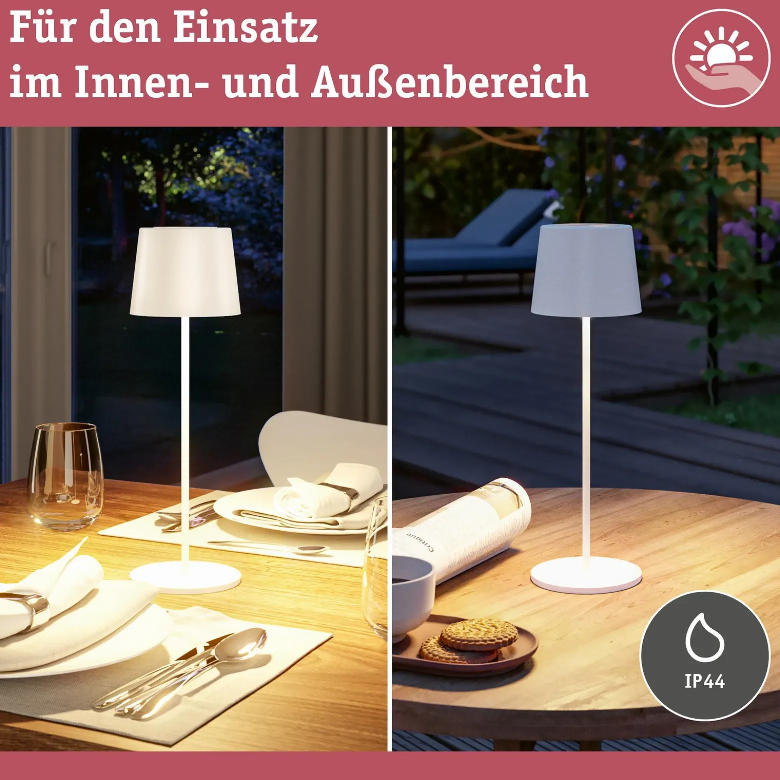 Lámpara de mesa recargable LED Gilo de Paulmann, blanca, plástico, IP44