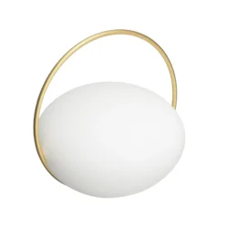 Lámpara de mesa recargable LED UMAGE Orbit, blanco/latón, IP44, CCT