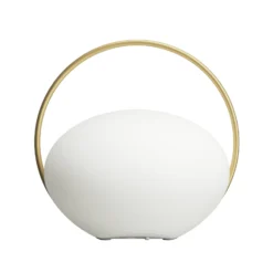 Lámpara de mesa recargable LED UMAGE Orbit, blanco/latón, IP44, CCT