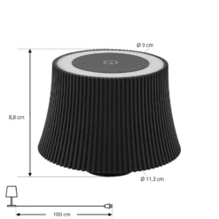 Lámpara de mesa recargable LED Lindby Linor, negra, USB, regulador táctil