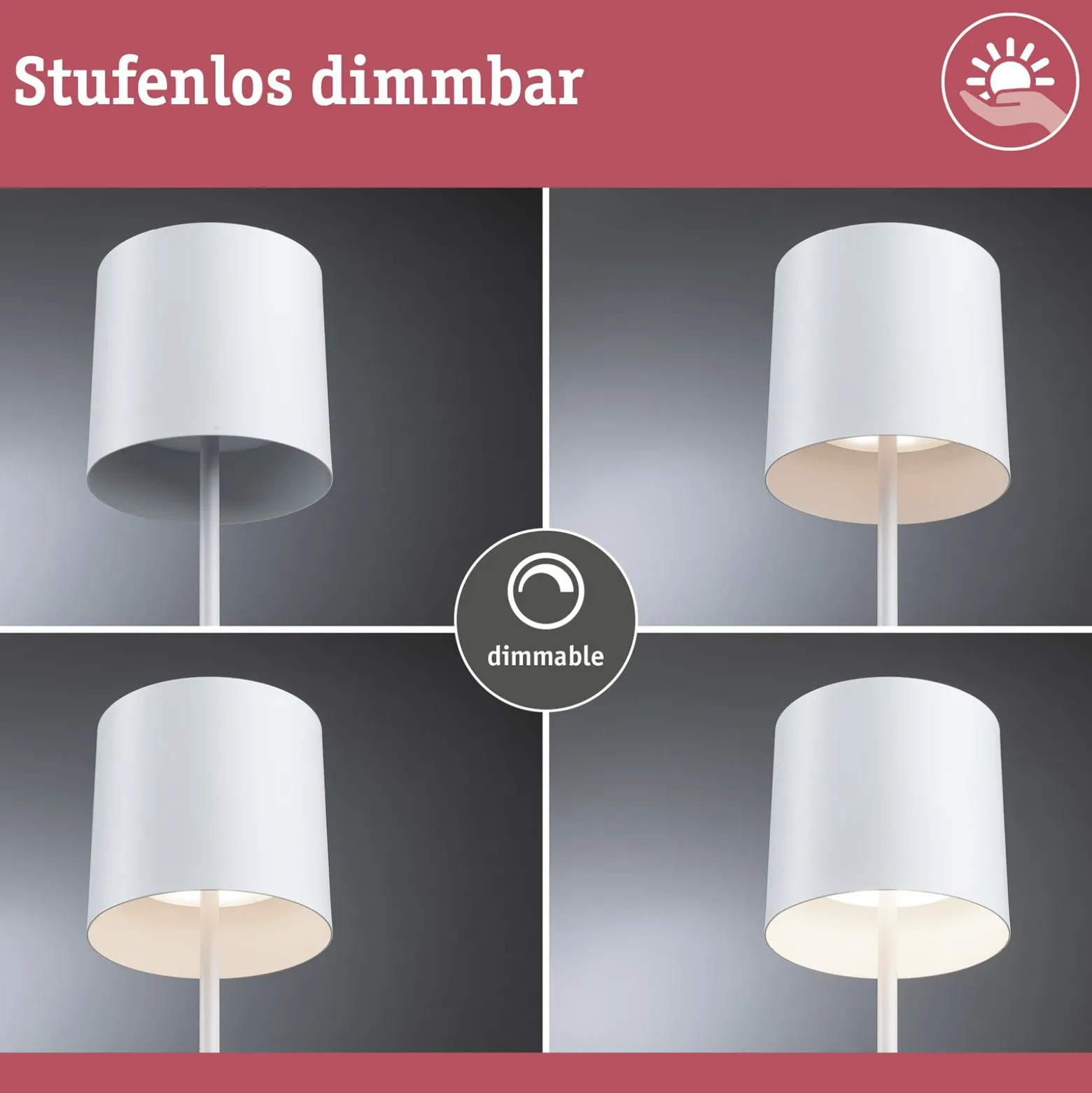 Lámpara de mesa recargable LED Tuni de Paulmann, blanca, plástico, IP44