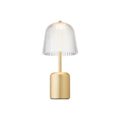 lámpara de mesa recargable LED Nuura Asteea, color latón, altura 27 cm
