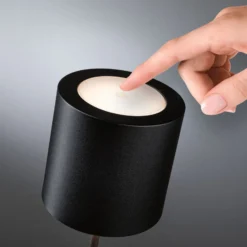 Lámpara de mesa recargable LED Paulmann Tuni, negra, plástico, IP44