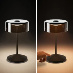 Lámpara de mesa recargable Numotion LED, negra, cristal, IP54, atenuable