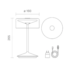 Lámpara de mesa recargable Numotion LED, oro rosa, cristal, IP54, atenuable