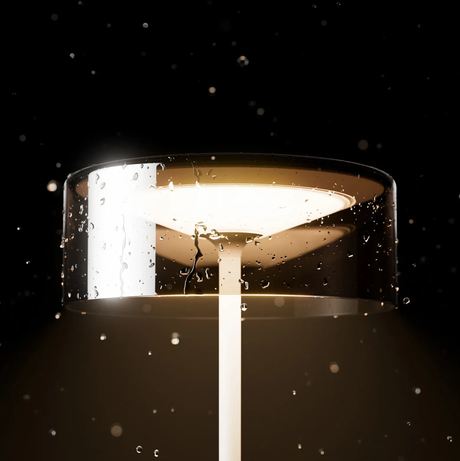 Lámpara de mesa recargable Numotion LED, dorada, cristal, IP54, atenuable