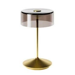 Lámpara de mesa recargable Numotion LED, dorada, cristal, IP54, atenuable