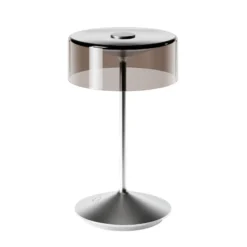 Lámpara de mesa recargable Numotion LED, plata, cristal, IP54, atenuable