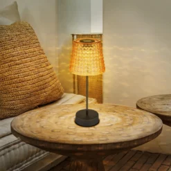 Lámpara de mesa solar 36634-2A en 2 ud negro/ámbar