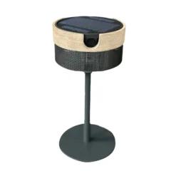 Lámpara de mesa solar LED Bateak, negra / gris teca, 2.700 K