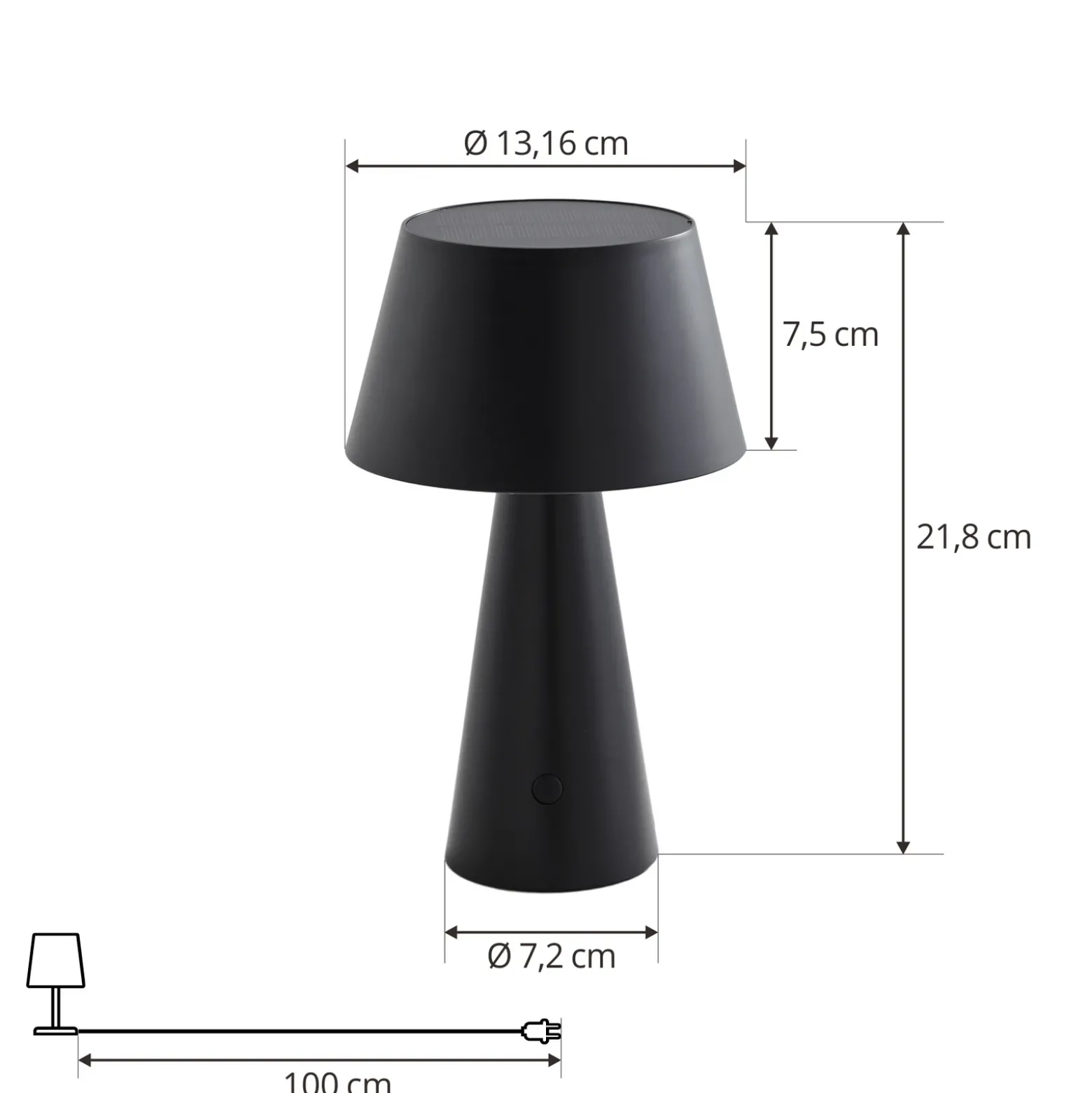 Lámpara de mesa solar LED Lindby Lirinor, de plástico negro, 13 cm