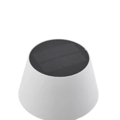 Lámpara de mesa solar LED Lirinor de Lindby, blanca, de plástico, Ø 13 cm