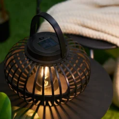 Lámpara de mesa solar LED Pauleen SUNSHINE BLISS, negra, 17 cm, IP44