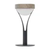 Lámpara de mesa solar Tyble LED, negra / teca, 2.700 K, 200 lm