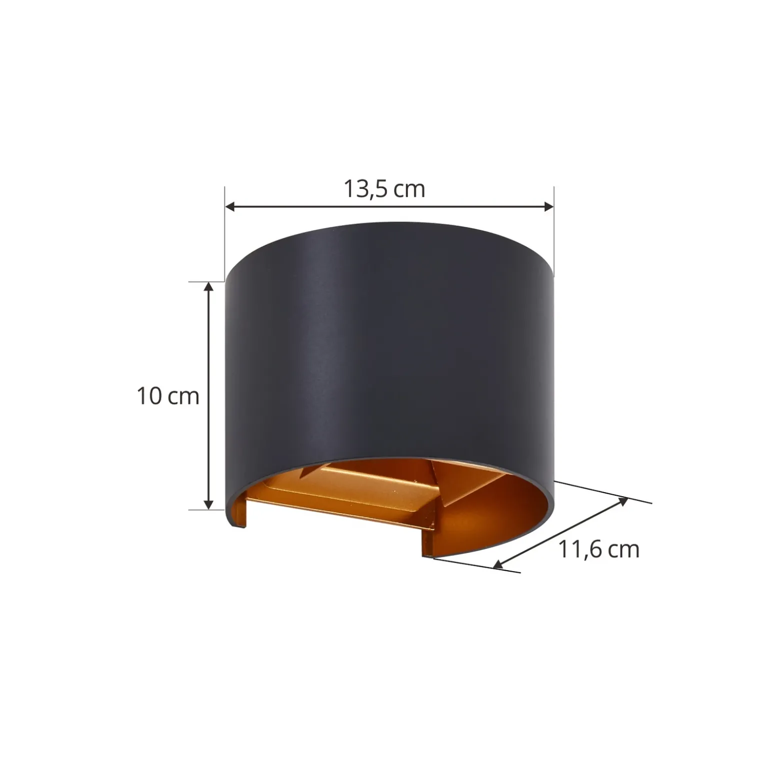 Lámpara de pared LED para exteriores Nivar de Lindby, redonda, negro/dorado,