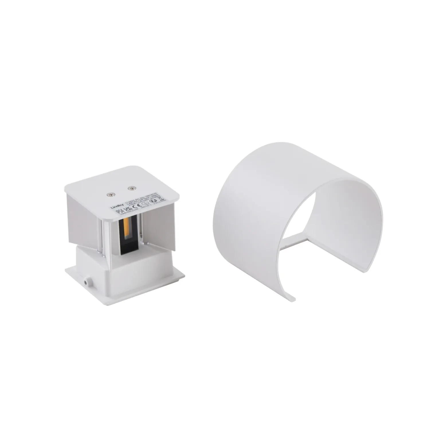 Lámpara de pared LED para exteriores Nivar de Lindby, redonda, blanca, de