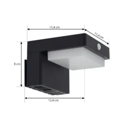 Lámpara de pared solar LED Eleazar de Lindby, negra, con sensor, atenuable