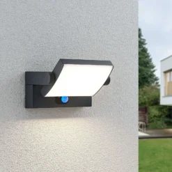 Lámpara de pared solar LED Lindby Sherin, color antracita, con sensor, IP54