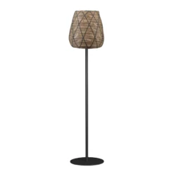 Lámpara de patio PR Home Agnar Lollo, gris, aspecto ratán, 154cm