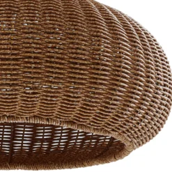 Lámpara de pie exterior Lucande Taniola, beige, ratán, 195 cm, IP44