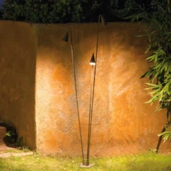 Lámpara de pie LED exterior Brisa, 3 luces, color caqui
