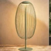 Lámpara de pie LED exterior Lucande Richi, verde, altura 90 cm, IP44