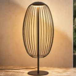 Lámpara de pie LED exterior Lucande Richi, negra, altura 90 cm, IP44