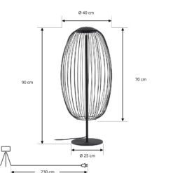 Lámpara de pie LED exterior Lucande Richi, negra, altura 90 cm, IP44
