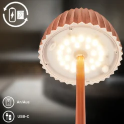 Lámpara de pie LED recargable Brilo unplugged Riffle, color cobre