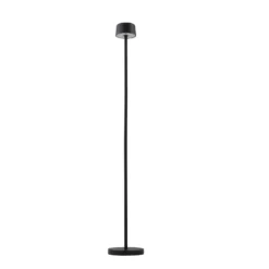 Lámpara de pie LED recargable Isason de Lindby, negra, aluminio, Ø 11 cm