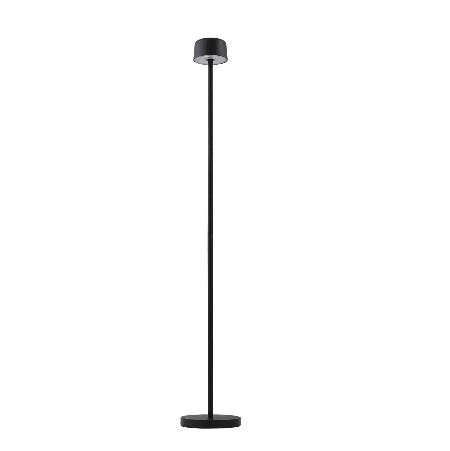 Lámpara de pie LED recargable Isason de Lindby, negra, aluminio, Ø 11 cm