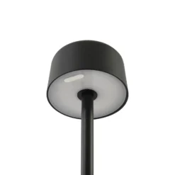 Lámpara de pie LED recargable Isason de Lindby, negra, aluminio, Ø 11 cm