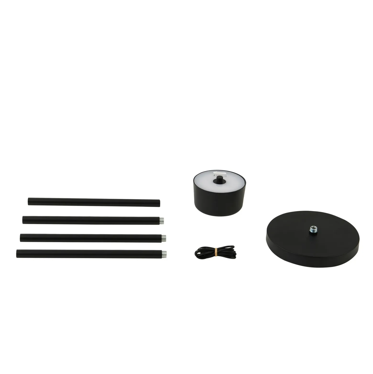 Lámpara de pie LED recargable Isason de Lindby, negra, aluminio, Ø 11 cm